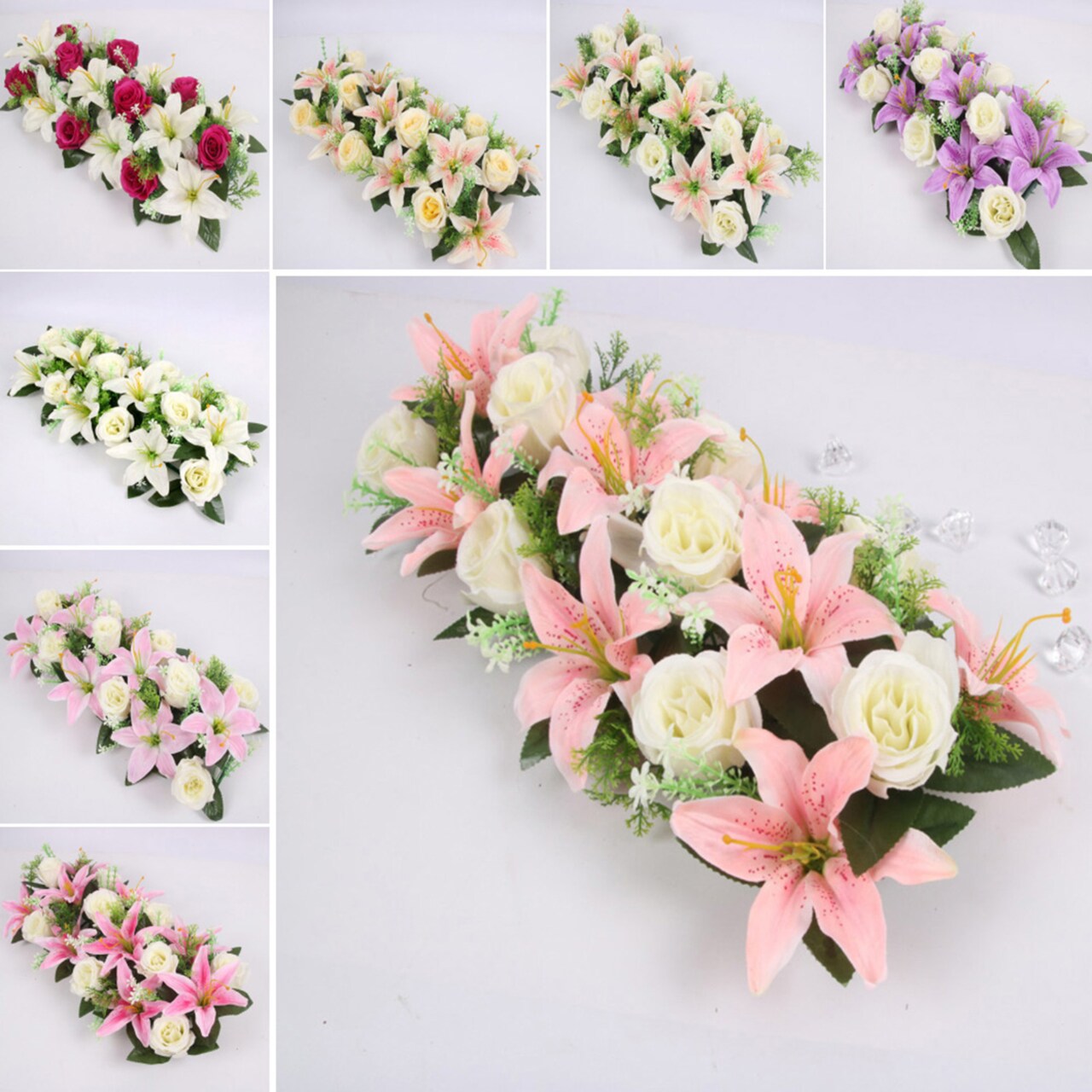 18Pcs Artificial Flowers Fashion Delicate Diy Artificial Rose Lily Flowers For Household